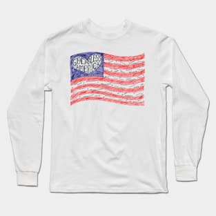 God bless America, American Flag heart, hand drawn  illustration Long Sleeve T-Shirt